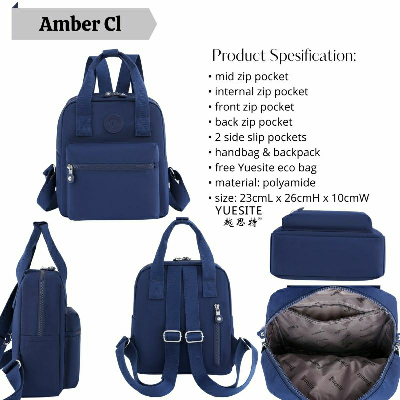 YUESITE AMBER TAS TENTENG RANSEL WANITA MEDIUM BACKPACK