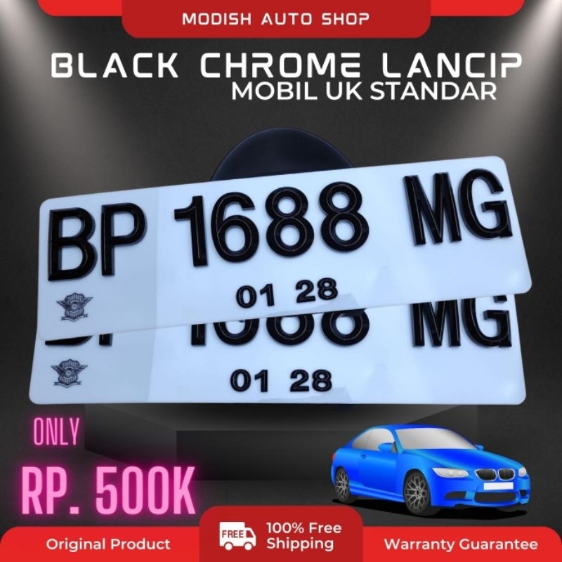 plat nomor huruf timbul lancip hitam