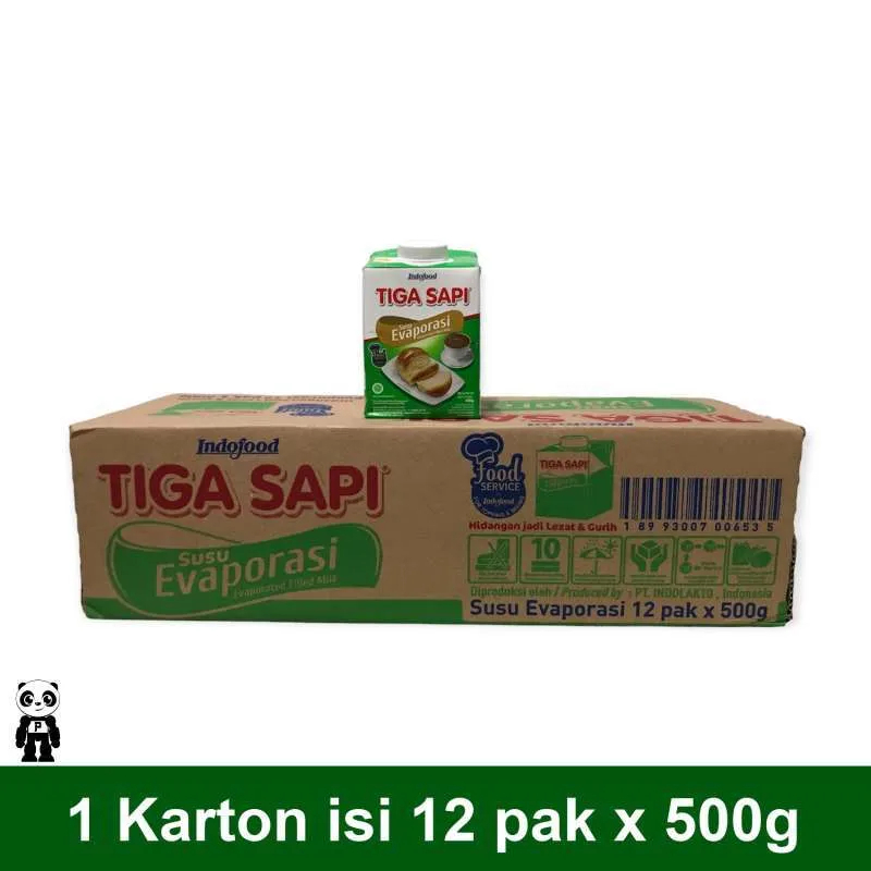 Tiga Sapi Susu Evaporasi 500gr (isi 12) DUS - INSTANT &amp; SAMEDAY