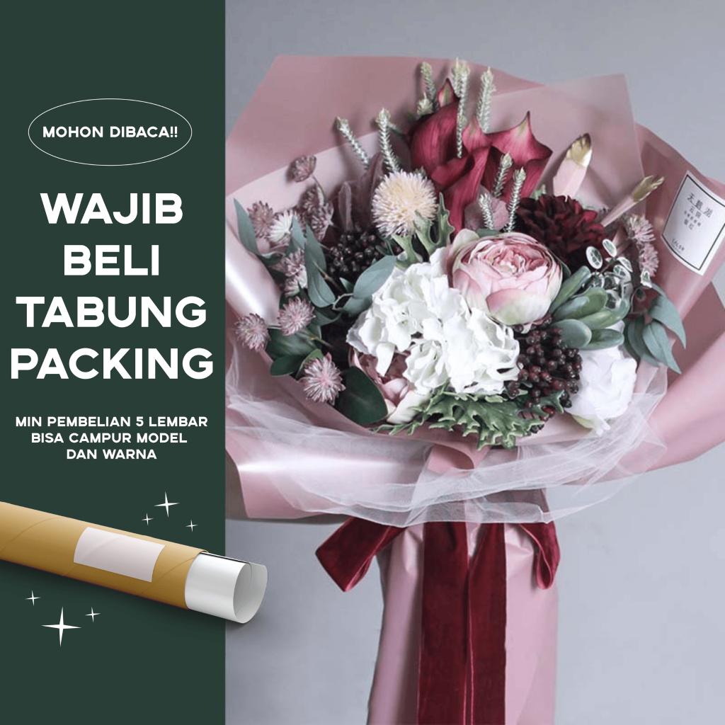 GLOSSY MONOCOLOR Flower Wrapping Paper Kertas Buket Bunga Cellophane