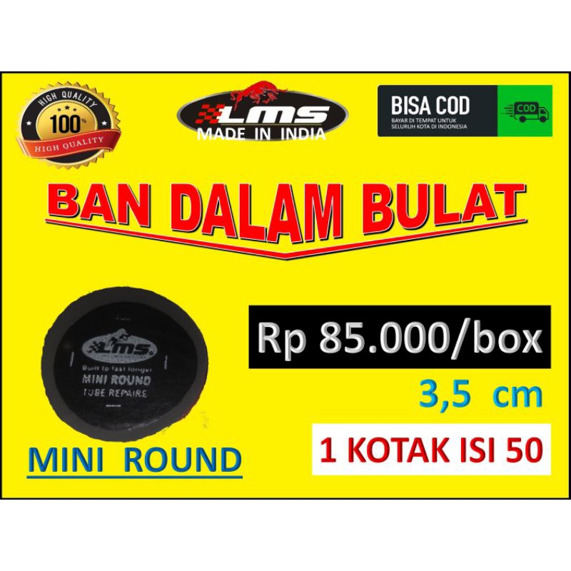1 BOX mini round karet tambal ban dalam tanpa bakar tip top LMS the bestpatch tire repair