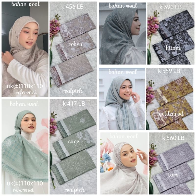 jilbab segi empat  motif voal motif lasercut denay motif voal motif premium (harga grosir partai)