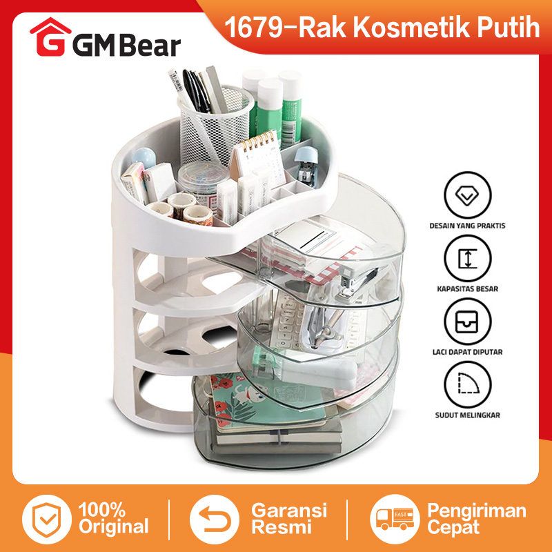 GM Bear Rak Kosmetik Kotak Makeup 1679 - Makeup Organizer Rotating Storage Box