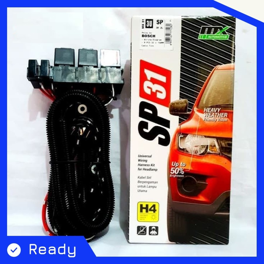 KABEL RELAY SET H4 LAMPU DEPAN HEADLAMP H4 MOBIL 3 RELAY ORIGINAL