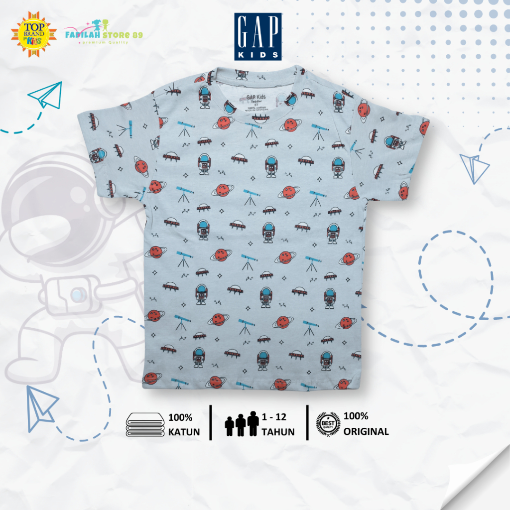 Baju kaos atasan anak laki laki branded Gap Kids premium umur 1 - 5 , 6 - 12 tahun sisa export cmt g