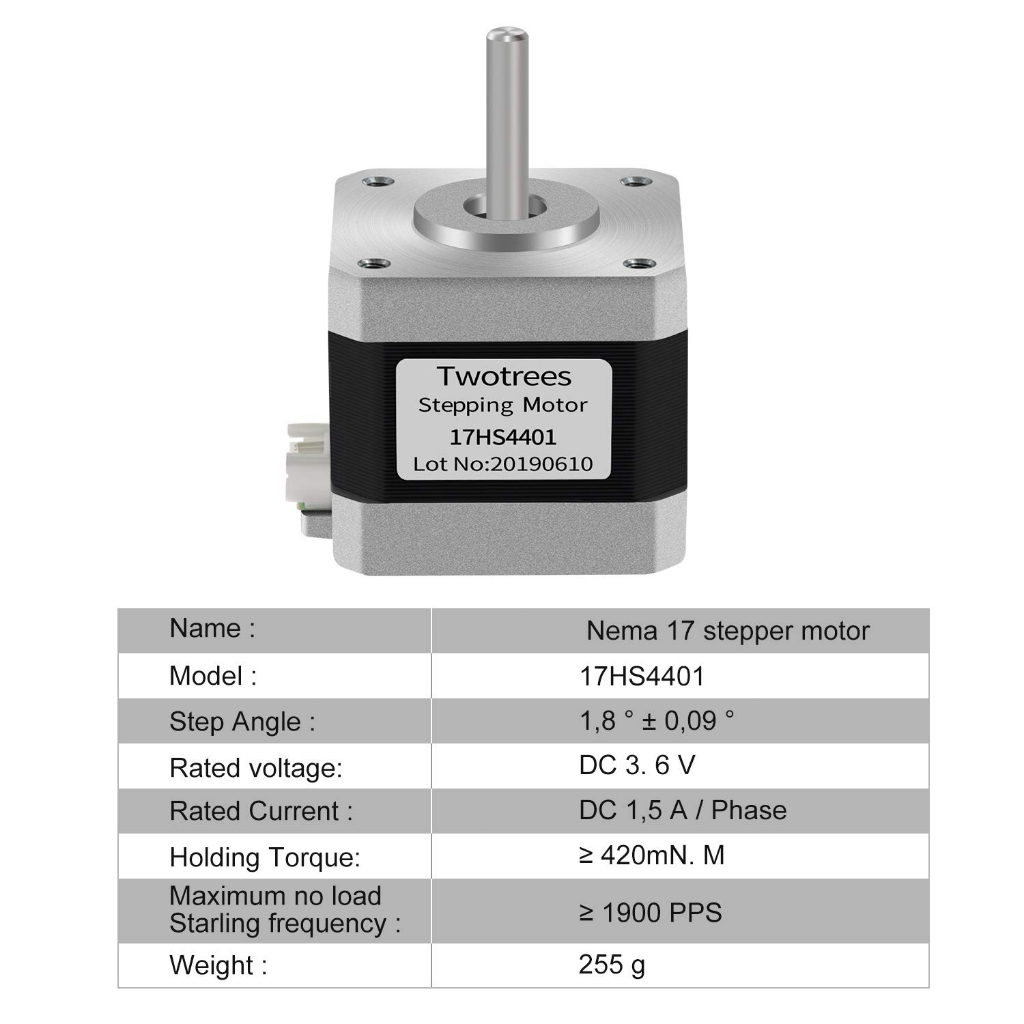 42 Stepper Motor 17HS4401 NEMA 17 42-40mm 12v 1.5a Torque 0.4 N.M For CNC 3D Printer Plus Kabel