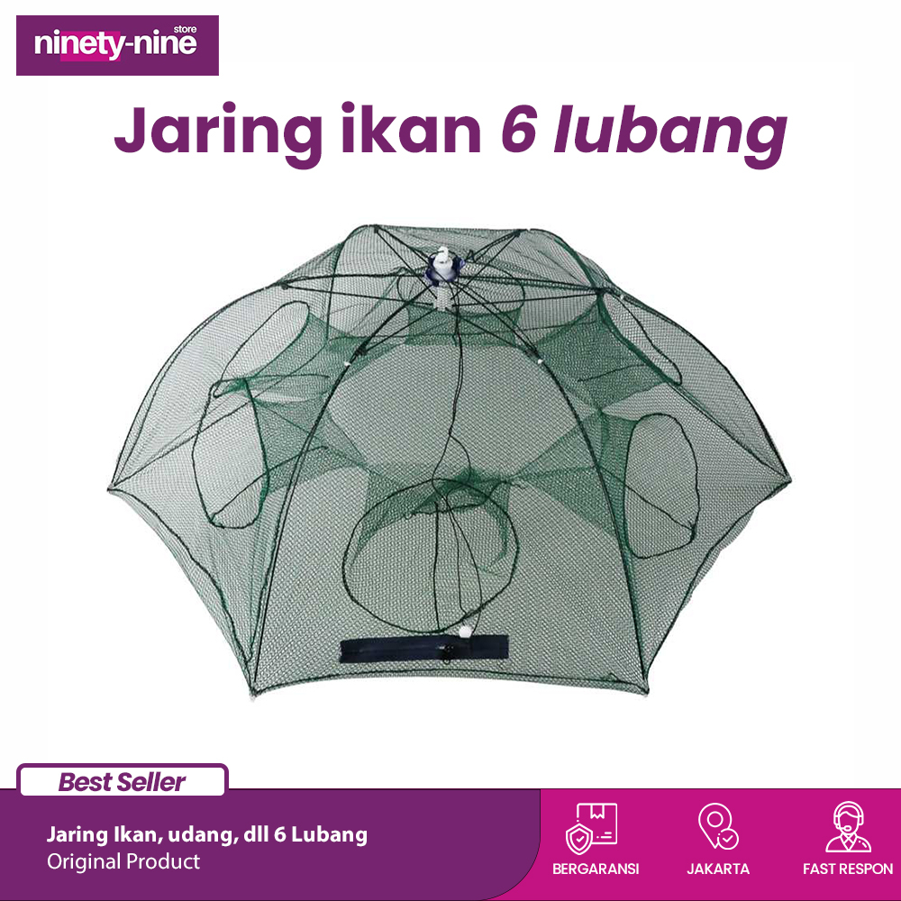 [6 Lubang] Jaring pancing ikan udang 6 lubang jaring ikan siap pakai jaring ikan kecil jaring ikan l