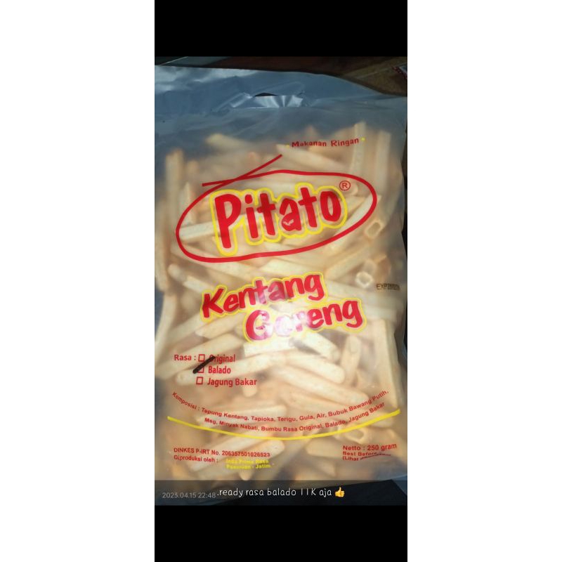 

kripik kentang stik bermacam rasa dan pasti gurih