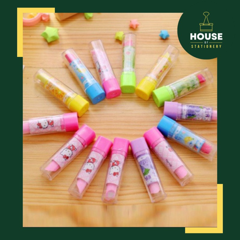 

Penghapus Pensil Bentuk Lipstik Karakter Kartun Warna Warni