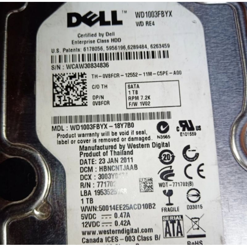 Hardisk Server DELL 1TB SATA 7.2K 3.5&quot;