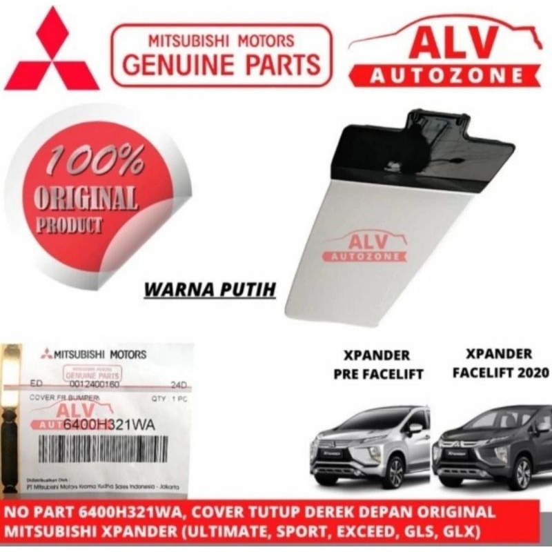 COVER TOWING BUMPER DEPAN WARNA PUTIH ORIGINAL MITSUBISHI XPANDER (ULTIMATE, SPORT, EXCEED, GLS & GL