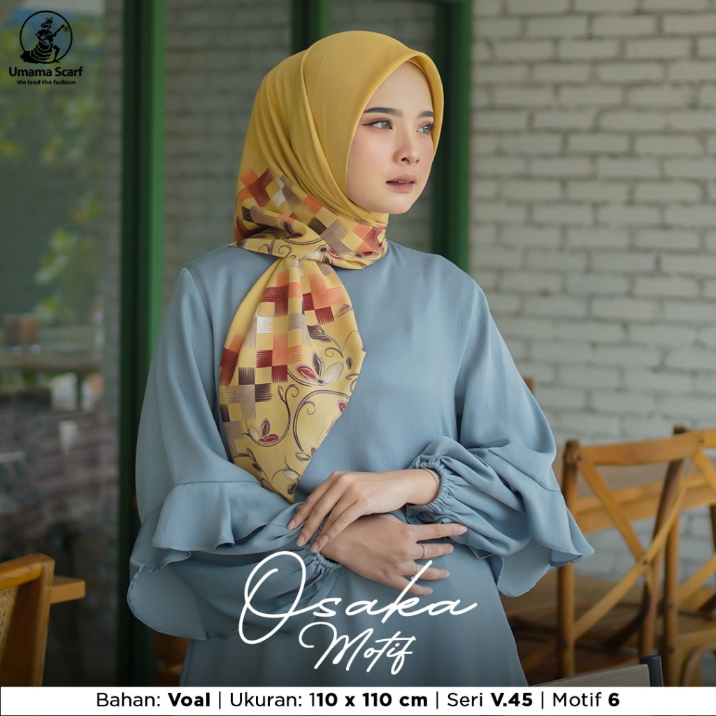 UMAMA HIjab Segi Empat Motif OSAKA MOTIF Jahit Tepi Jilbab Murah