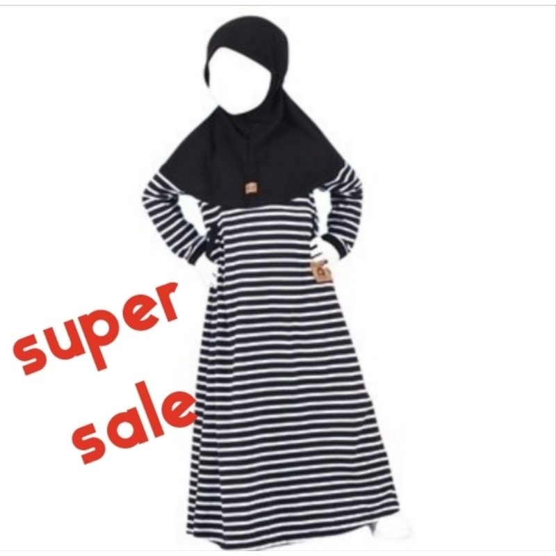 GAMIS ANAK SALUR HITAM PUTIH, HARGA SUPER  SALE, BY DHIKR