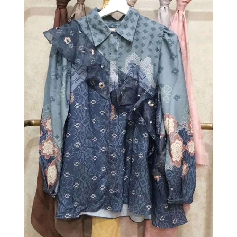 READY STOCK Malya Top S Klamby Blouse Chatamarra Navy