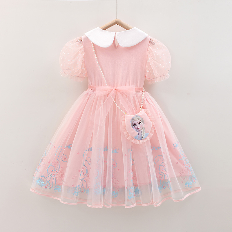 【Tiba Baru】 Gadis Gaun Putri Cantik Dengan Tas Sling Mutiara Gratis 2 Pcs Set Kids Tulle Dress