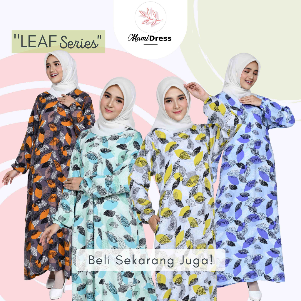 Daster Premium Kekinian Dress Busui Friendly Motif LEAF SERIES Merk MAMIDRESS