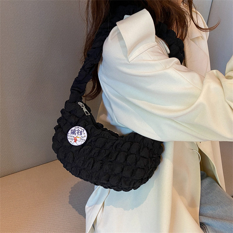 TIRAMISU Shoulderbag Tas Bahu Viral Vintage Bubble Grid Tas Bahu Puffy Cloud Pleat Bag Outfit Konser Korean Fashion Wanita Aesthetic Style Chikoisme