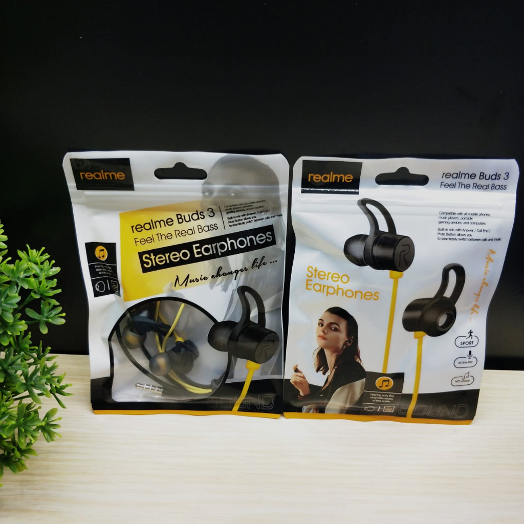 HANSFREE REALME BUDS3 KEONG STEREO EARPHONE THE REAL BASS PROMO SEN