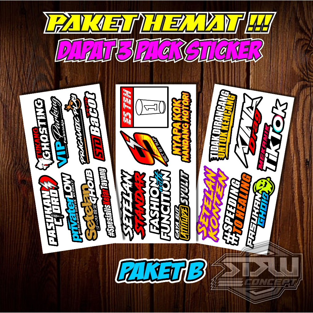 Sticker Print Cut Stiker Racing Stiker Motor ( PAKET HEMAT 3 PACK )