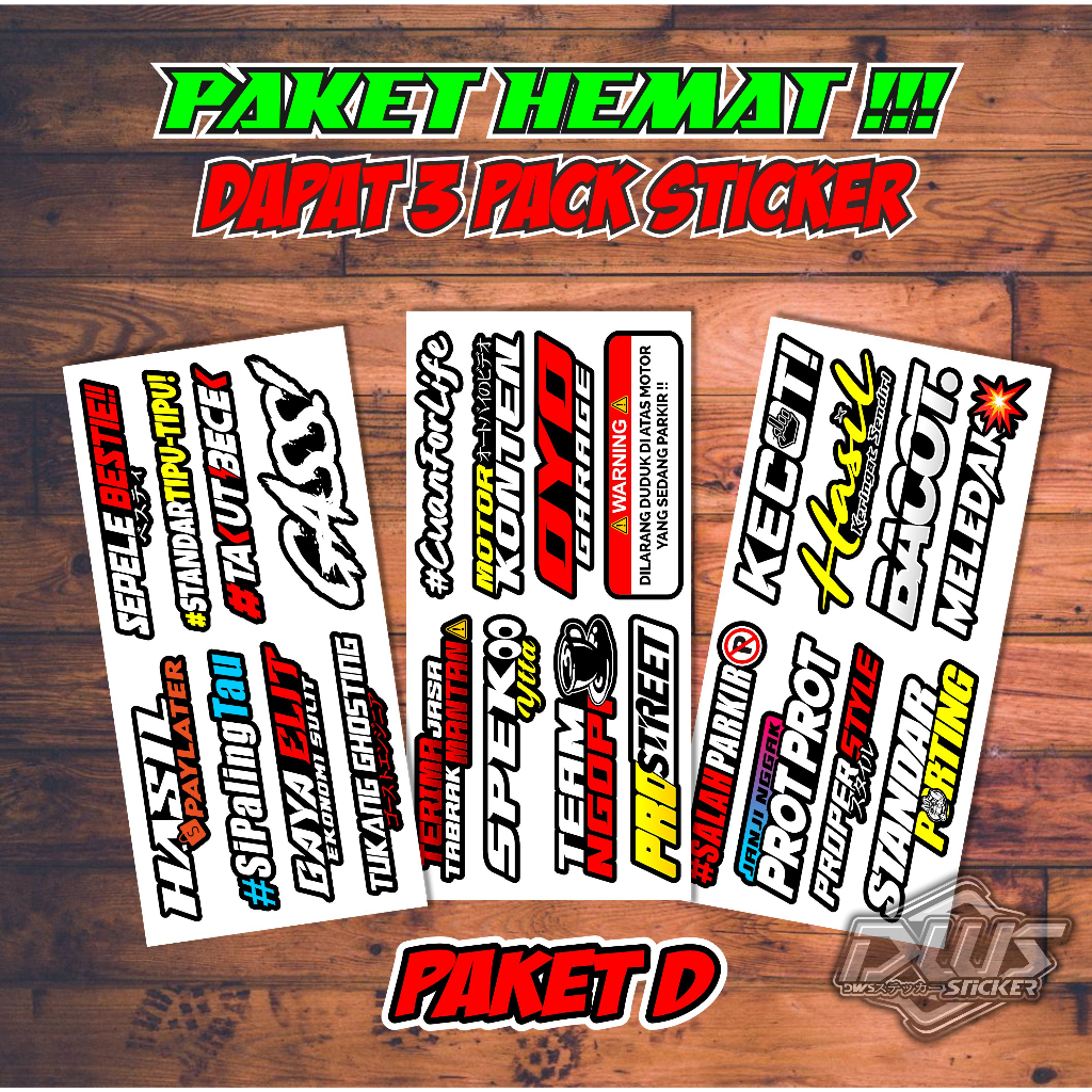 Sticker Print Cut Stiker Racing Stiker Motor ( PAKET HEMAT ISI 3 PACK )