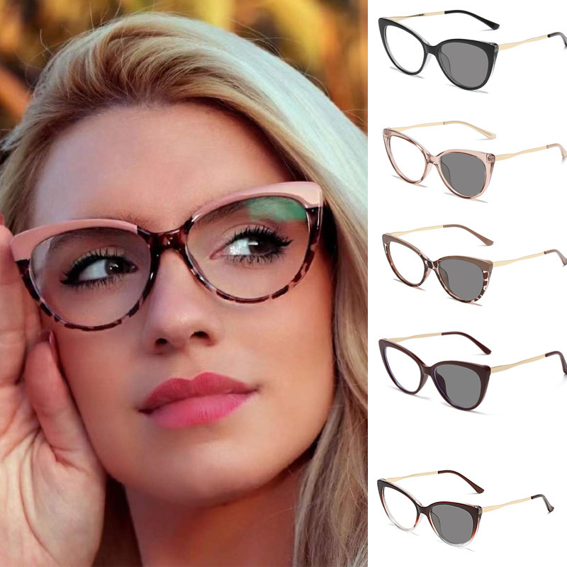 BV.ID KC1047 Kacamata Photochromic Cat Eye Kaca mata Anti Radiasi Gaya Retro Fashion