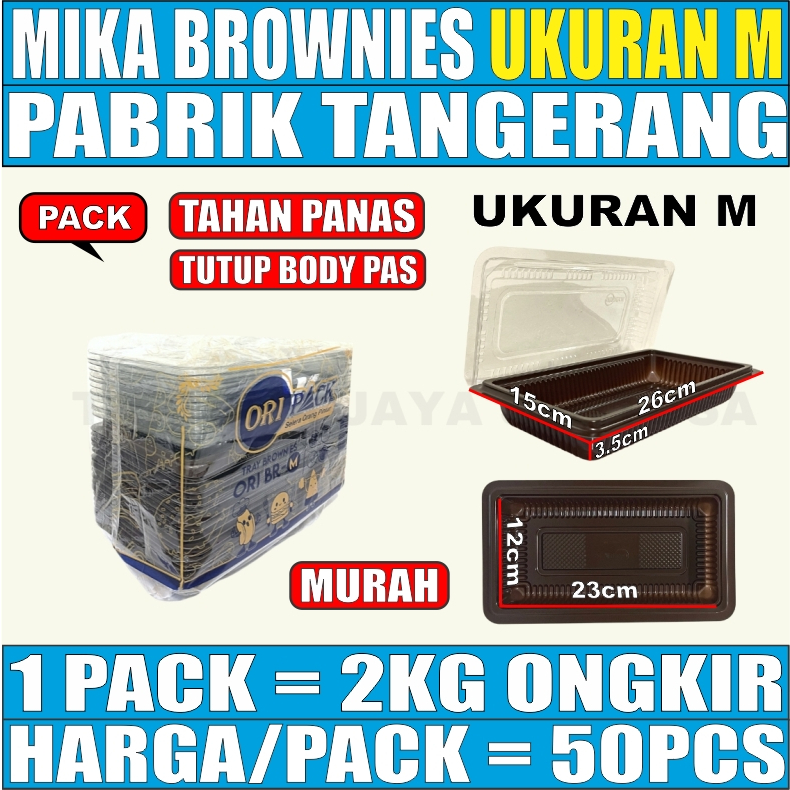 Mika Brownies M Sedang Pack 50pcs Tray Box Sushi Kotak Medium Murah