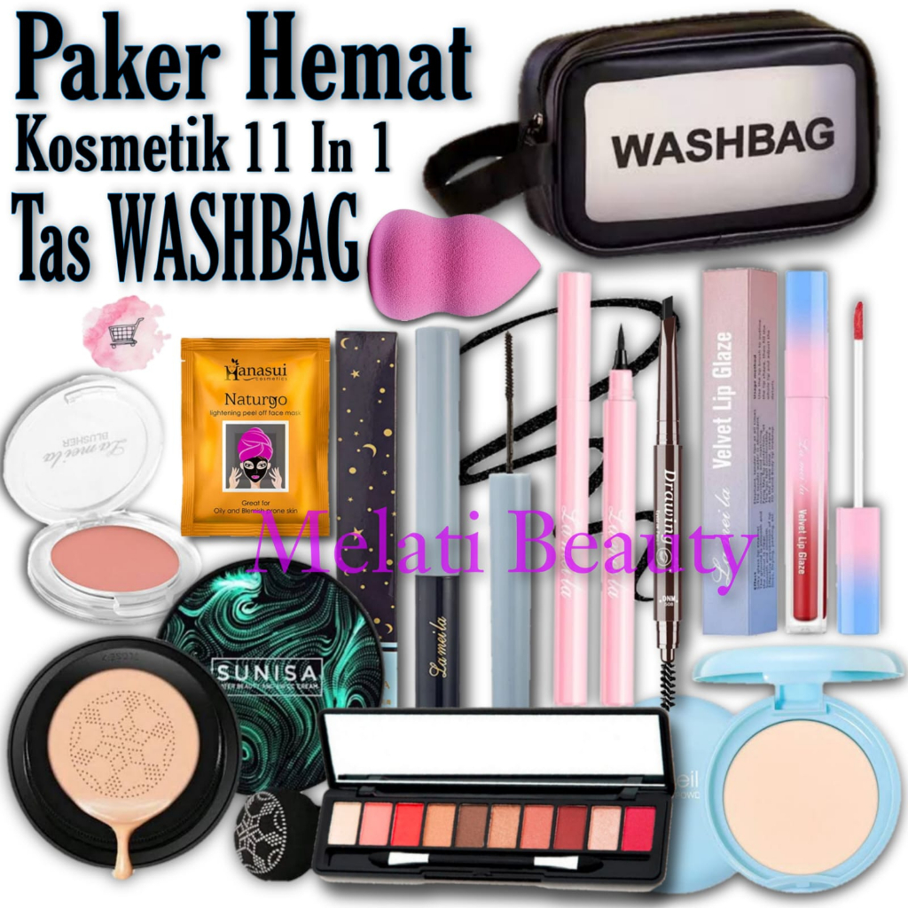 Paket Hemat  Kosmetik Lameila 11 In 1 Tas WASHBAG / Paket Kosmetik Lengkap / Makeup Set Kecantikan Wanita