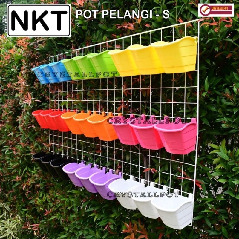 POT BUNGA TANAMAN NKT VERTICAL TEMPEL WARNA WARNI - NKT PELANGI SMALL