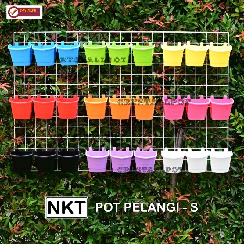 POT BUNGA TANAMAN NKT VERTICAL TEMPEL WARNA WARNI - NKT PELANGI SMALL