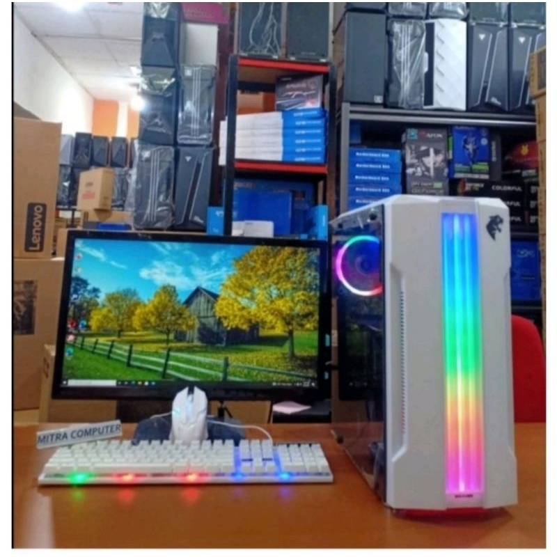 PC Gaming core i7 monitor led  key mouse full set siap pakai