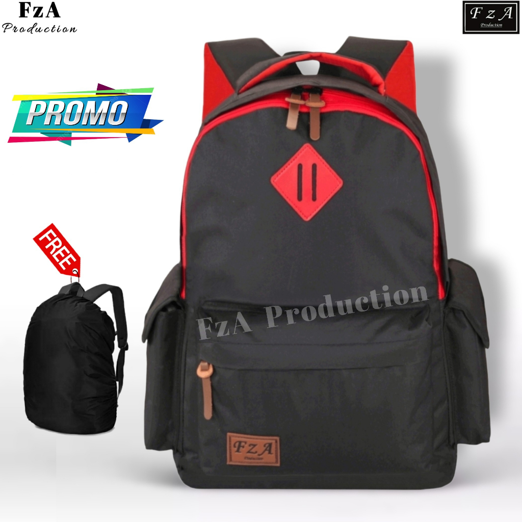 FzA Official -Tas Ransel anak laki laki - Tas Ransel Anak Sekolah - Tas Ransel Sekolah anak laki-laki anak perempuan Backpack Sekolah Anak [ High Quality ] - Black Kids FREE RAINCOAT