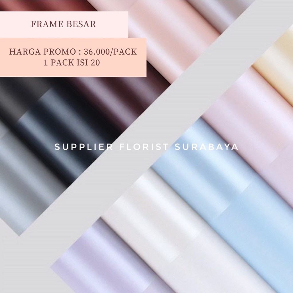 [1 PACK ISI 20 LBR] KERTAS CELLOPHANE FRAME BESAR BOLD FRAME WRAPPING PAPER WRAP BUNGA FLORIST DIY KOREAN STYLE CELLO LIST WARNA TEBAL KERTAS BUKET BUNGA WATERPROOF