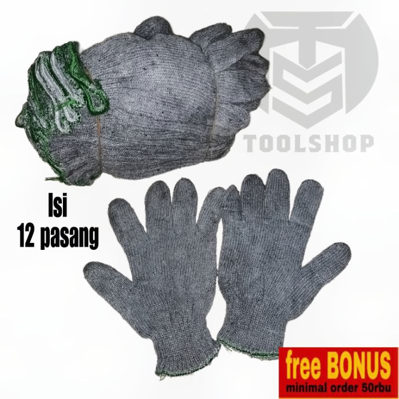 Sarung Tangan Kerja Abu Isi 24 Pcs / 12 Pasang