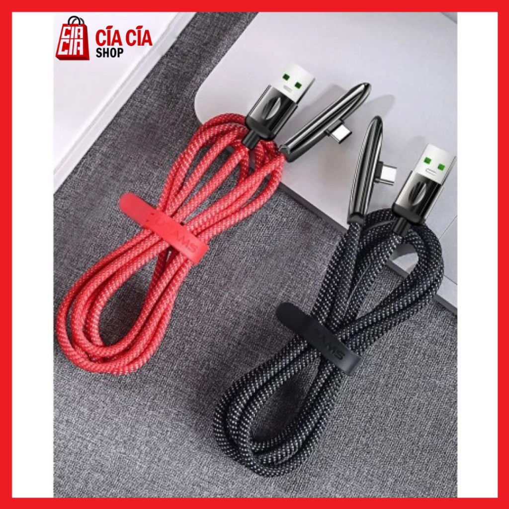 USAMS U34 Kabel Data Charger USB Type C Gaming Gamers Kabel USB C 3A Kabel Charger Type C Elbow L