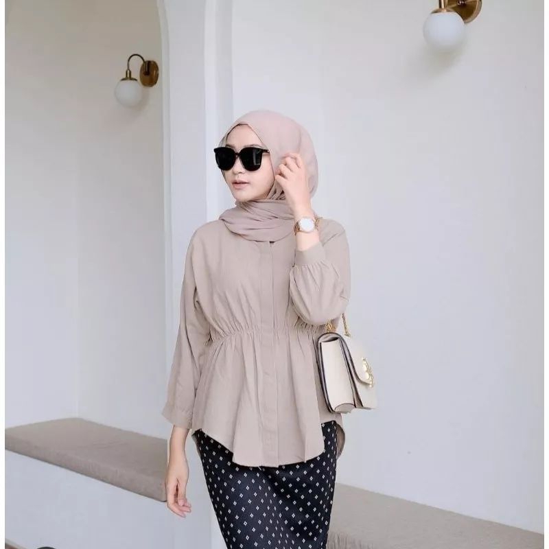 Alya Blouse Linen Kerut Depan