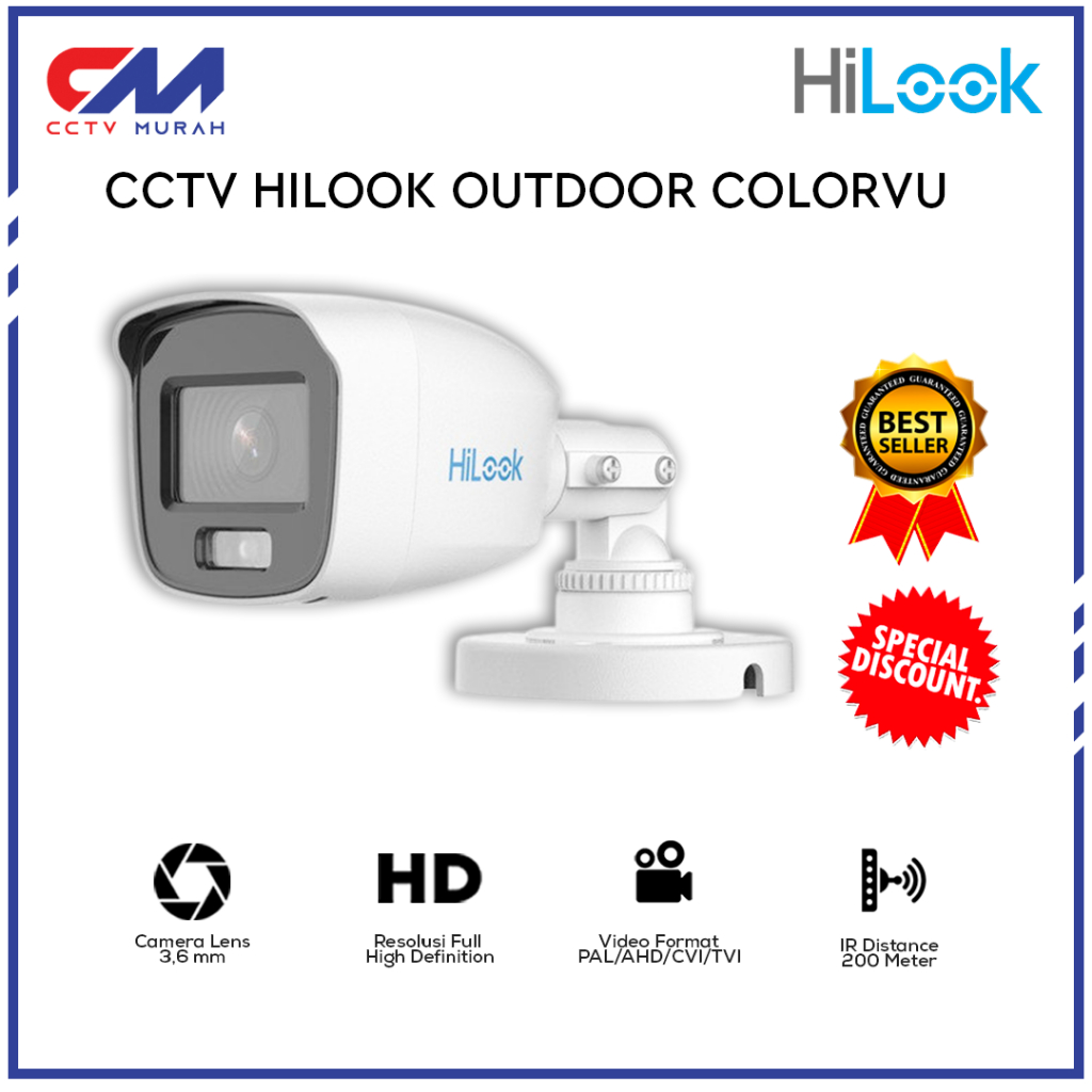 Kamera CCTV Hilook Outdoor 2mp Colorvu, 1080 FULL HD||CCTV Hilook Colorvu Berwarna Siang &amp; Malam