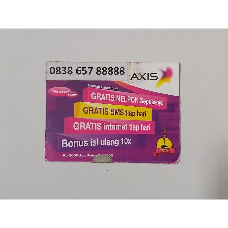 Kartu perdana AXIS cantik panca 8 ekor 083865788888