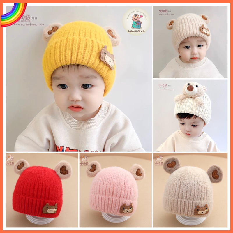 Topi Rajut Bear Korea Anak Bayi Kupluk Anak Bayi Topi anak bayi import