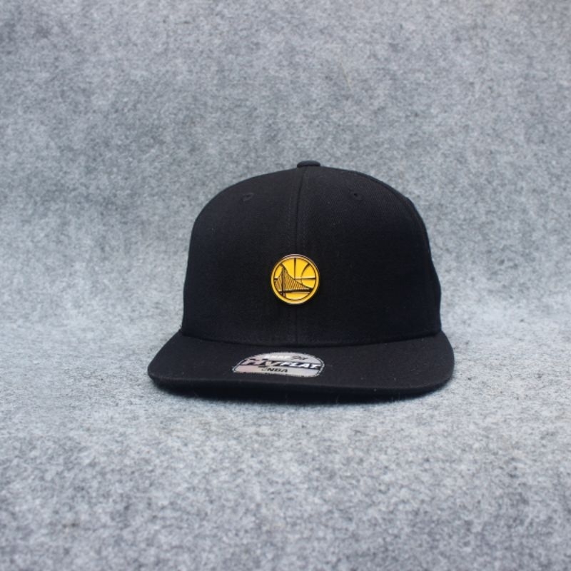 Topi Snapback NBA Hyflat Golden State Warriors Black OSFA Adjustable Second Murah Original