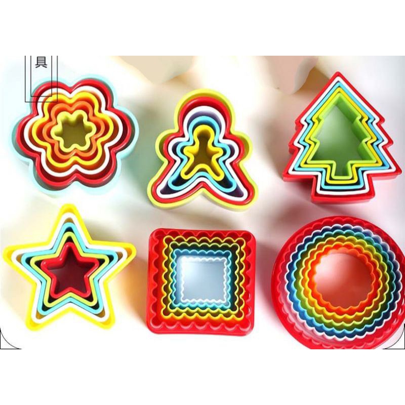 Ring Cutter Plastik/Cetakan Biskuit/Cutter Bulat Bergerigi Pohon Natal/Pemotong Adonan Bentuk Christ