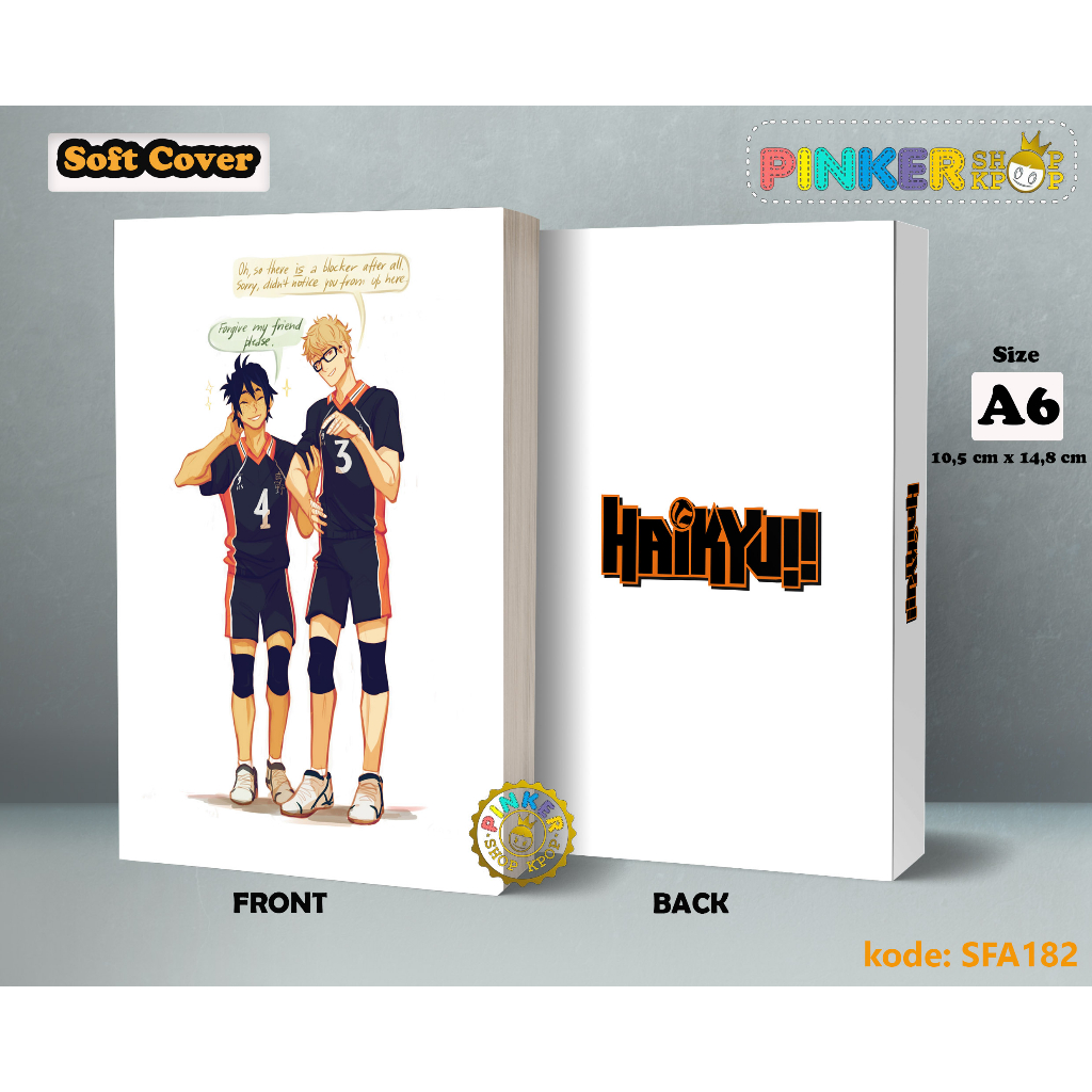 

(SFA182) Pocket Note Anime Haikyuu Tsukishima And Yamaguci Softcover A6/A5 Buku Tulis catatan Notes Agenda Planner Jurnal