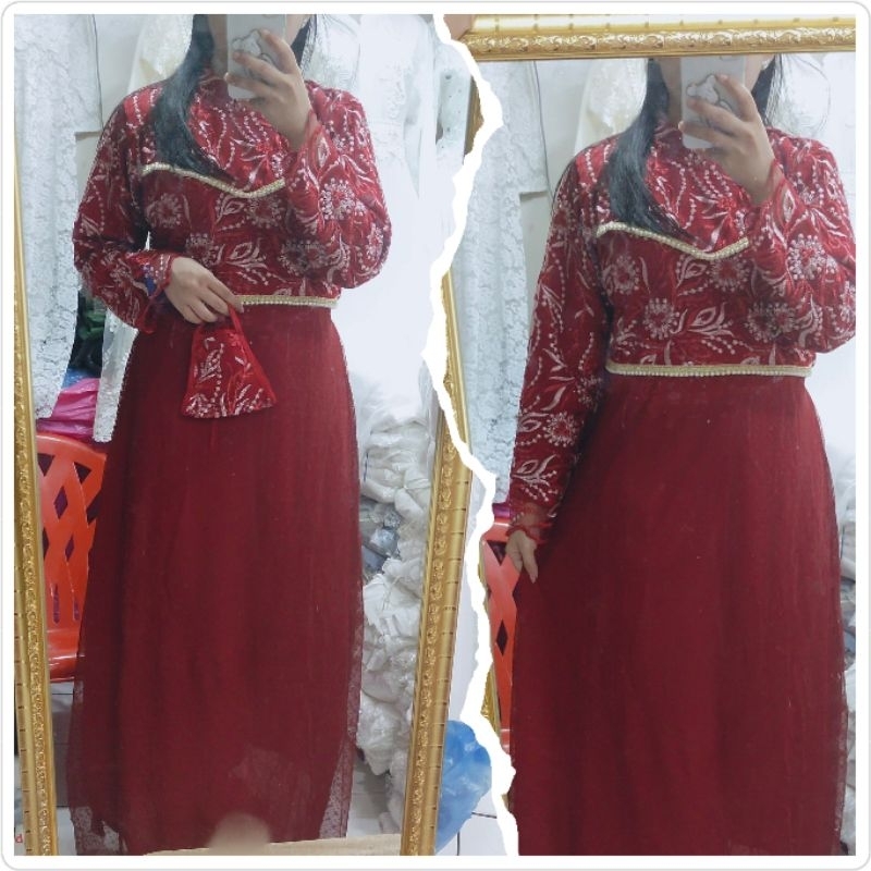 gamis maxi brokat tile bordir / gamis brokat pesta / brokat tile modern / dress modern Bridesmaids /