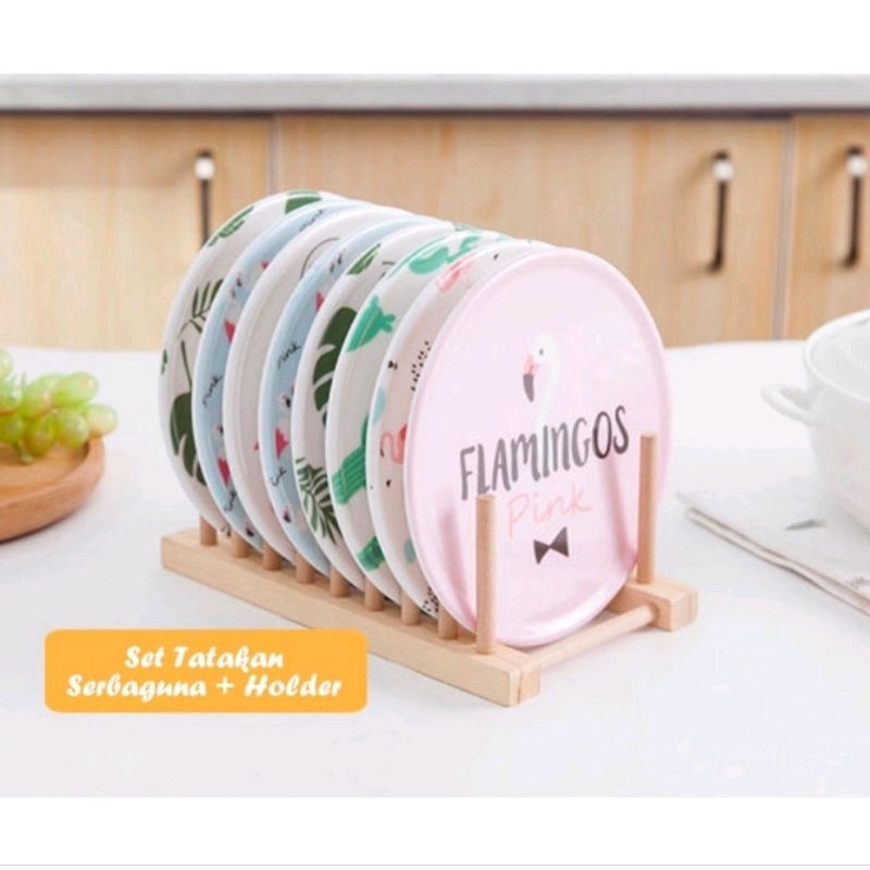 piring set flamingo