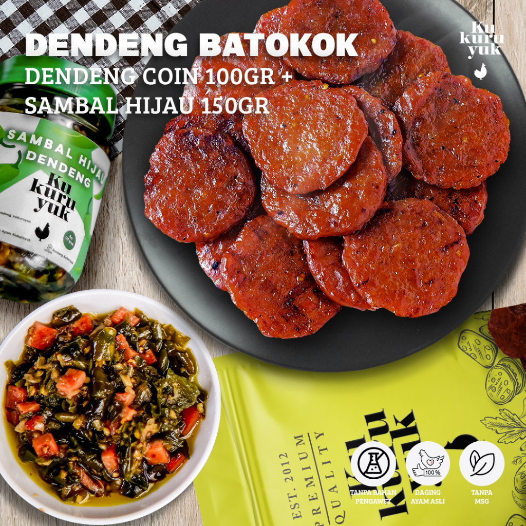

Dendeng Batokok Kukuruyuk - 100gr Dendeng Coin + 150gr Sambal Hijau Dendeng Ayam