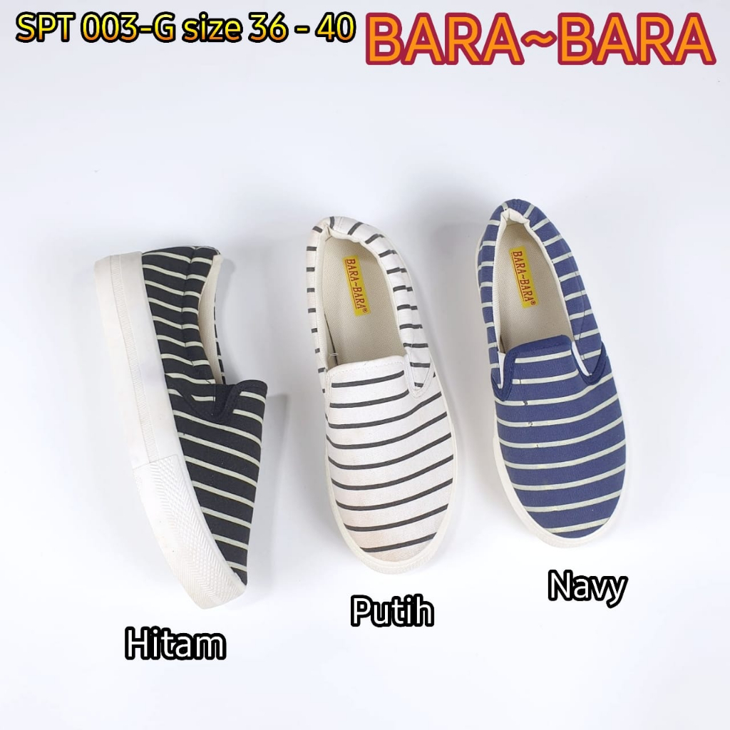 sepatu wanita kanvas barabara kain casual import slip on bara bara SPT 003-G