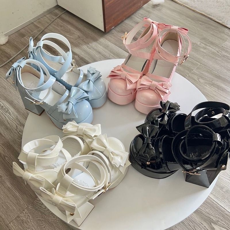 (LPD052) Kawaii star Lolita shoes Mary Jane High Heels Platform Cute Pastel Coqquete y2k