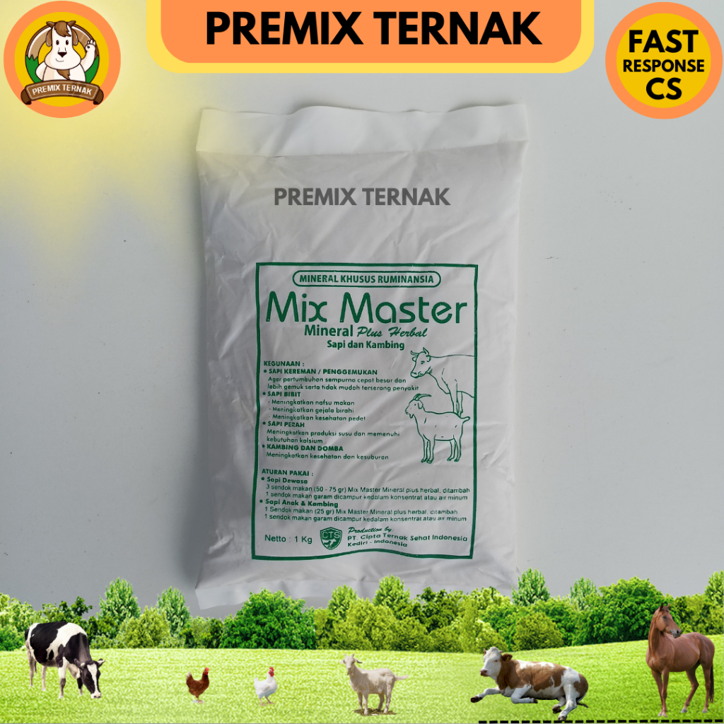 MIX MASTER PREMIX MINERAL HERBAL 1 kg - Premix Mineral Herbal Untuk Sapi Kambing Domba - Mineral Sapi - Mineral Kambing