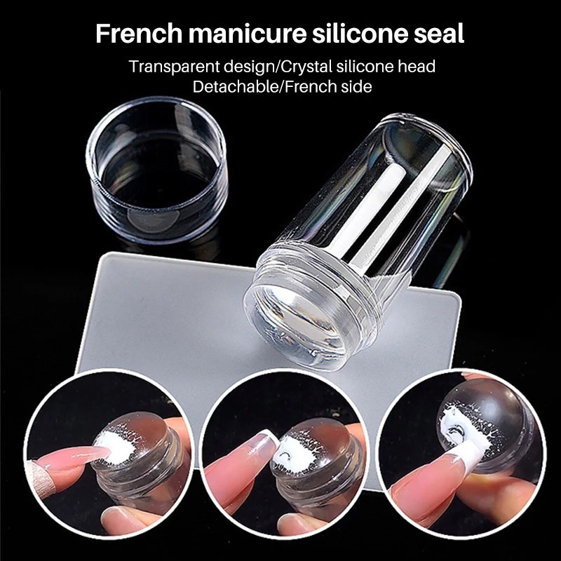 1 Set Stempel Kuku Transparan untuk Nail Art Plat Transfer Gambar Manicure DIY Pedicure Scraper Mini