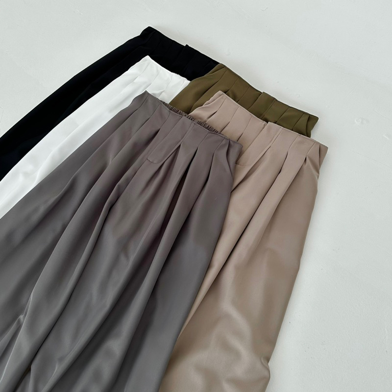 ALOE PANTS - Celana Panjang Wanita Wide Highwaist Pants Basic Korean Long Highwaisted Trousers Murah Posha