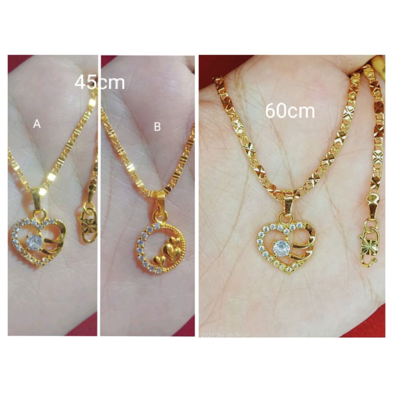 kalung tempe love zicron 45cm dan 60cm lapis emas 24k